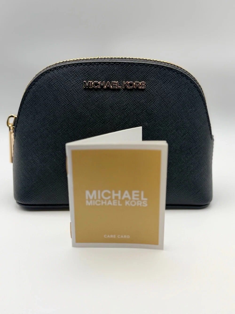 Michael Kors Jet Set Travel Saffiano Leather Medium Pouch — Black — NWT